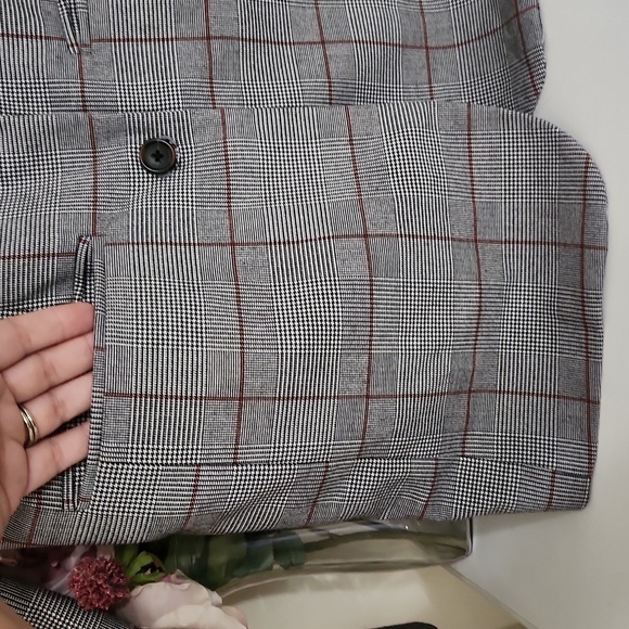Double Button Blazer Size Medium Career Contemporary Preppy Plaid Glam Formal - Picture 4 of 9
